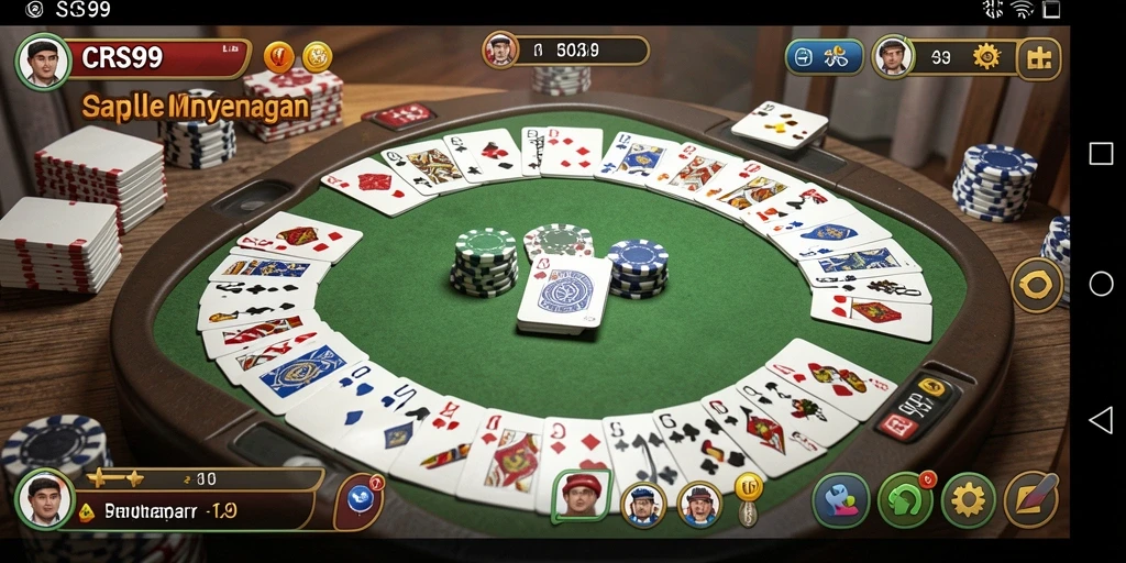 Tampilan gameplay CRS99 menampilkan aksi seru saat bermain Gaple.