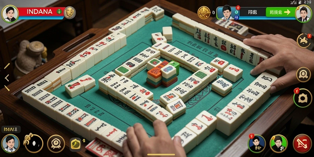 Tampilan permainan INDAAA yang seru dengan level Mahjong yang menantang.