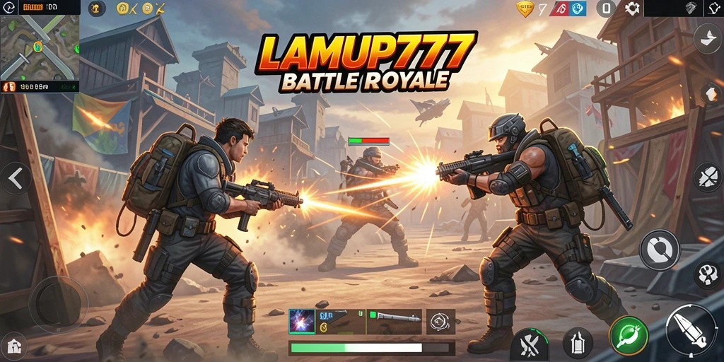 Screenshot menunjukkan aksi mendebarkan dalam gameplay Battle Royale.