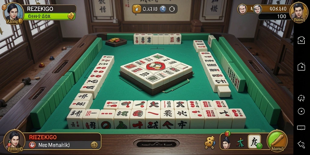 Screenshot permainan <strong>REZEKIGO</strong> yang menampilkan gameplay Mahjong yang seru.