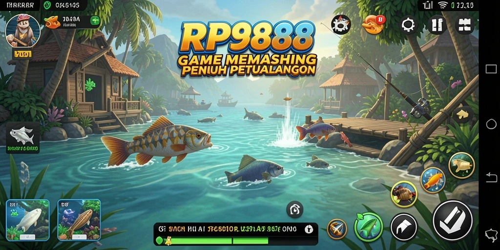 Tangkapan besar dalam gameplay memancing yang menantang.
