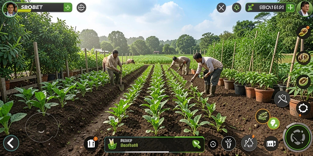 Tampilan gameplay <strong>SBOBET</strong> saat bertani dengan desain yang memukau.