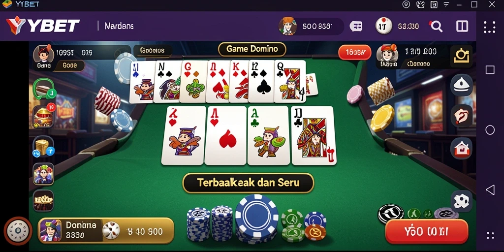 Tampilan gameplay seru Domino di YYBET dengan pemain aktif.